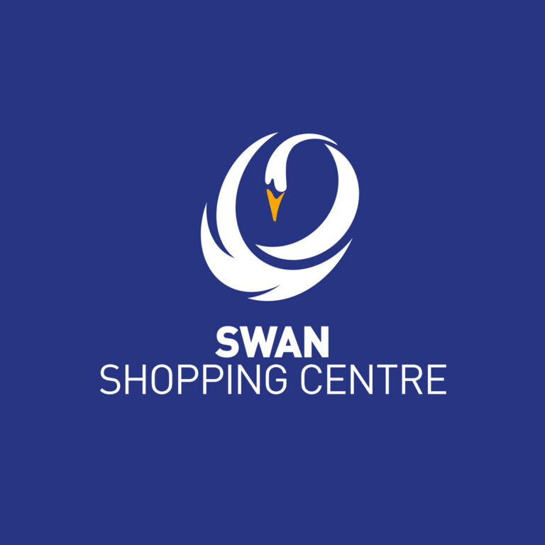 Swan Shopping Centre logo on blue background